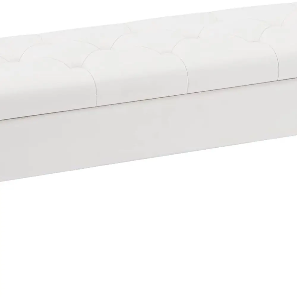 Weiße Ottomane-Bank für 40-Schlafzimmer mit getuftetem PU-Leder und Metallbeinen