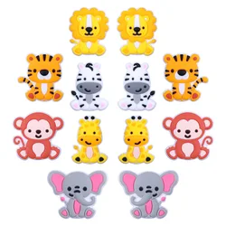 10Pcs Silicone Chew Beads Cartoon Elephant Tiger Teether Beads For Pacifier Chain Bracelet Making DIY Plastic Pen Accessory