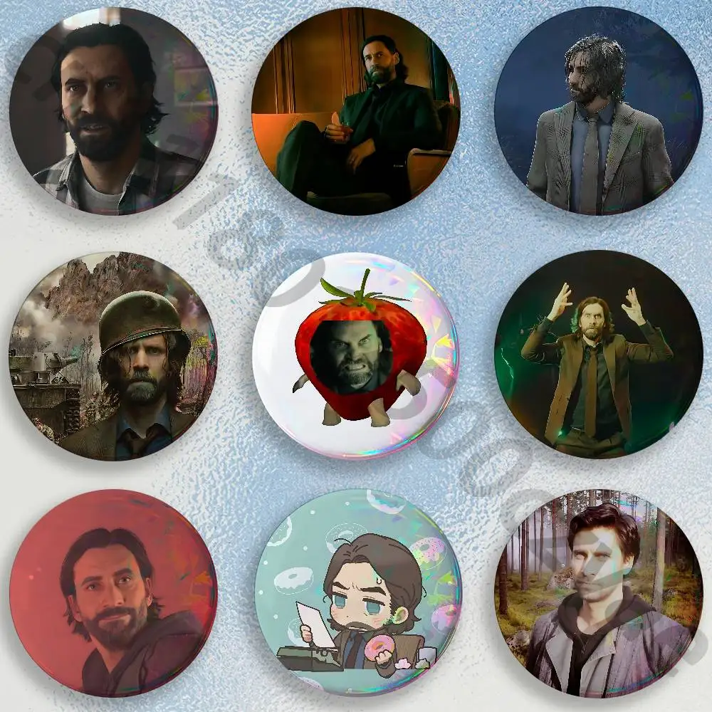 A-Alan Wake 2  Pins 58mm Cute Cartoon Badge Handmade Brooches for Backpack Accessories Jewelry Gifts