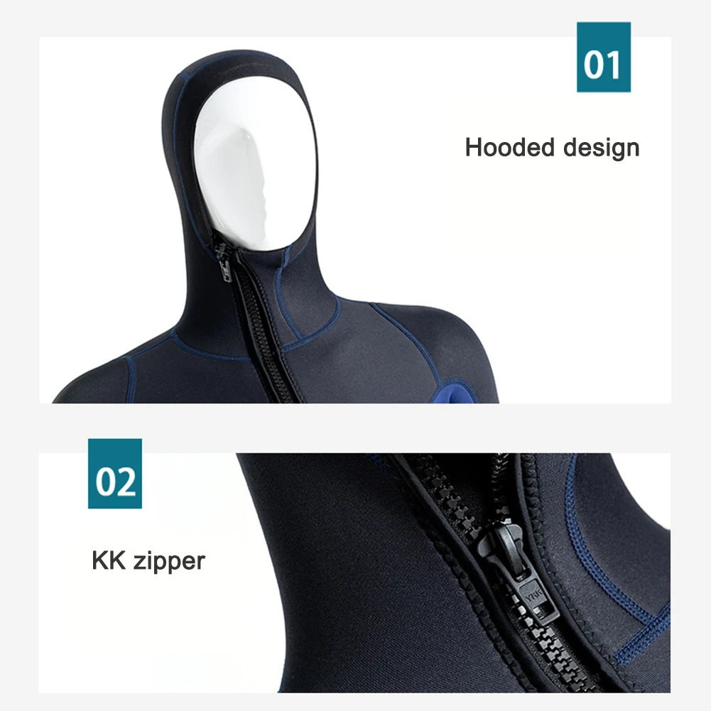 Wetsuit 3mm Neoprene Unisex Long Sleeve Fission Hooded Neoprene Submersible For Men Keep Warm Scuba Diving Suit Swimwear