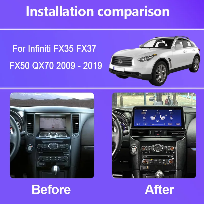 12.3 Inch For Infiniti FX35 FX37 FX50 QX70 2009-2019 Android 15 8Core Car Multimedia Player Stereo Receiver Radio Carplay 4G GPS