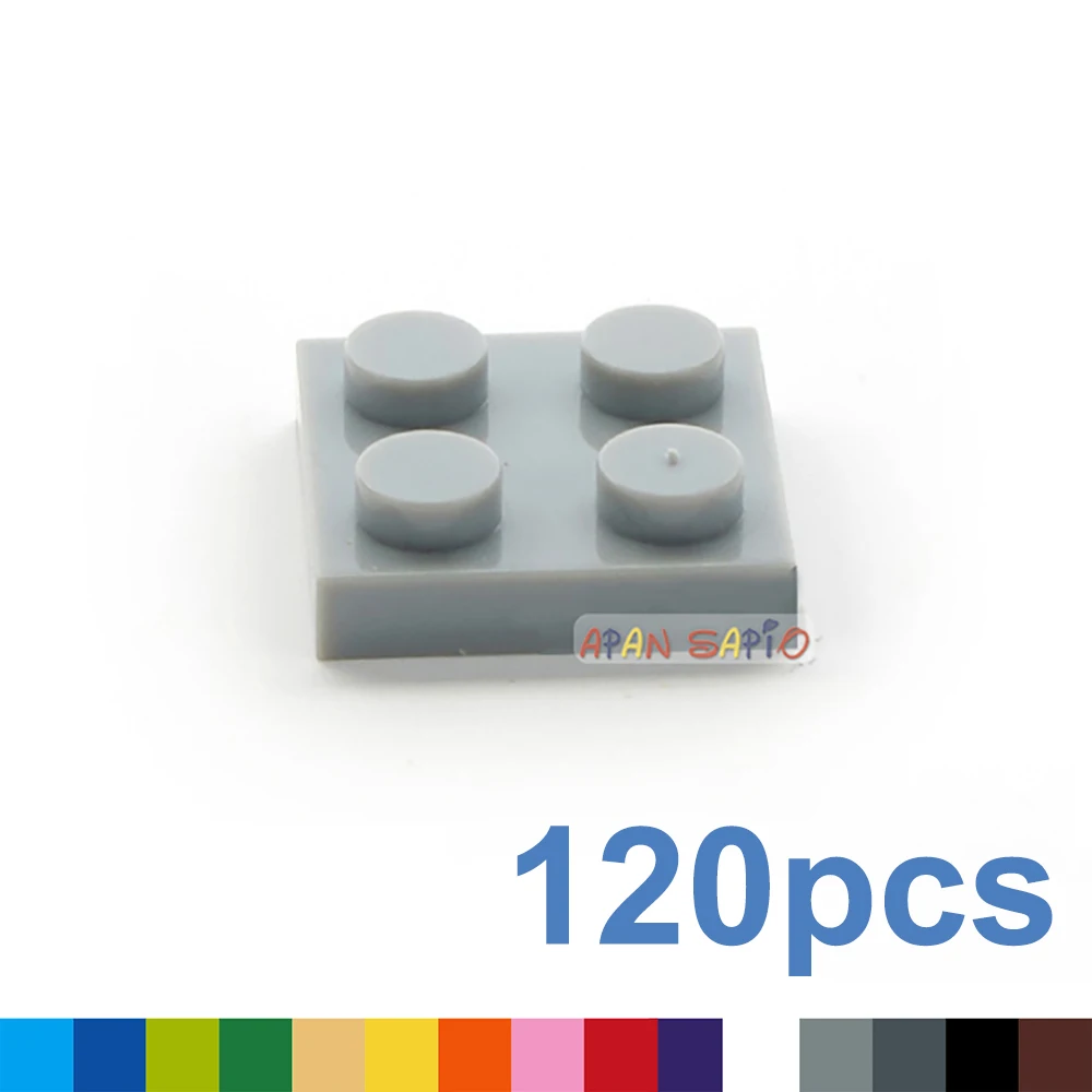 120pcs DIY Building Blocks Thin Figures Bricks 2x2 Dots Educational Creative Size Compatible With 3022 Plastic Toys for Children