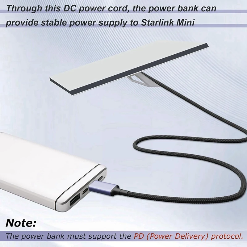 For Starlink Mini Type C To DC Power Cable Support 140W USB C Charging Cable For Starlink & Mobile Power Bank 180Cm