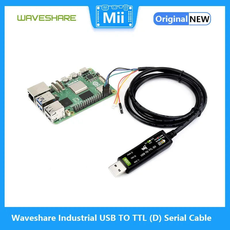 Waveshare kabel seri USB ke TTL (D) Industrial USB, Chip Debugging asli, cocok untuk debug Port seri Raspberry Pi 5
