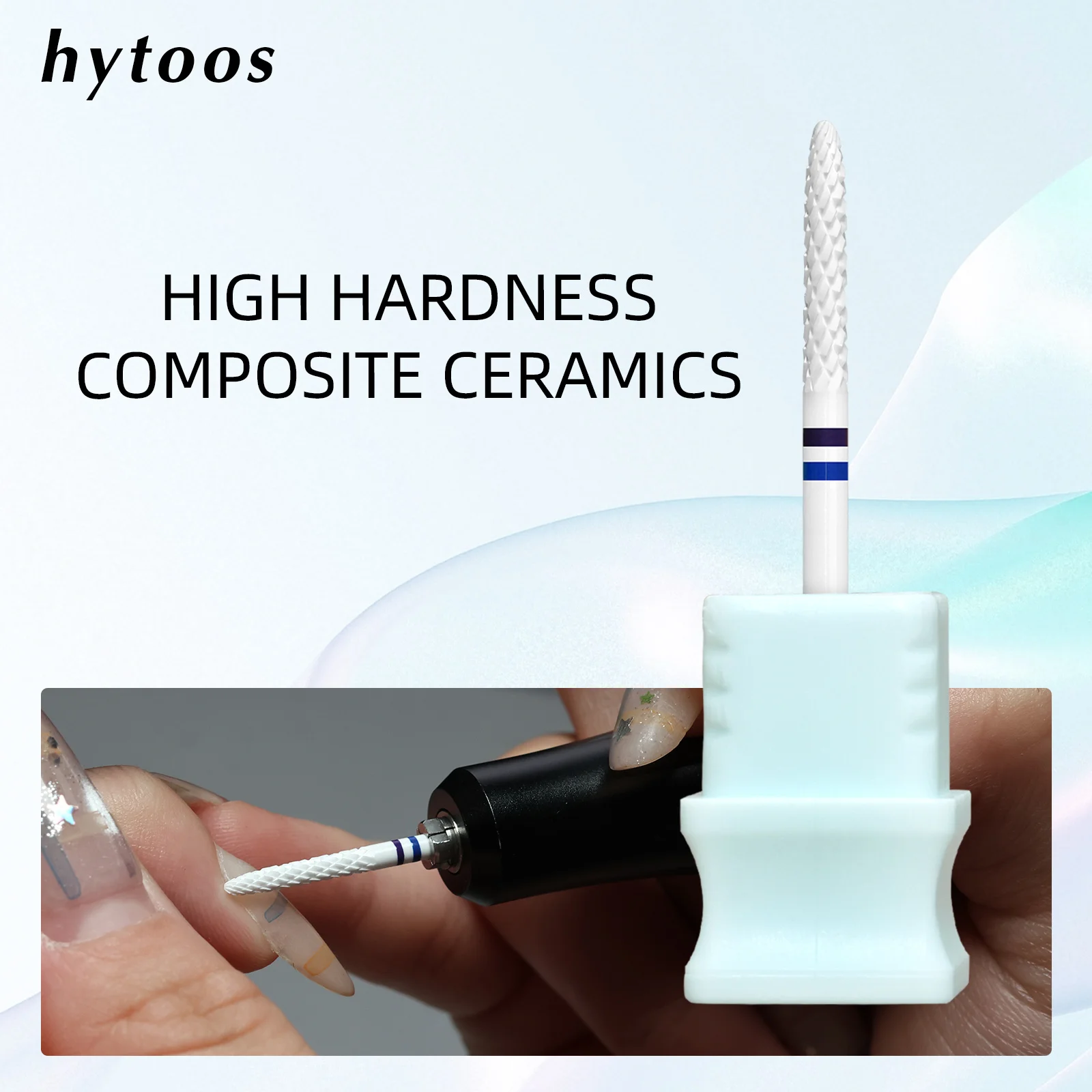 Broca de Cerâmica Composta HYTOOS 2mm para Limpeza de Cutículas e Remoção de Gel, Alta Dureza, Branca, Profissional para E-file