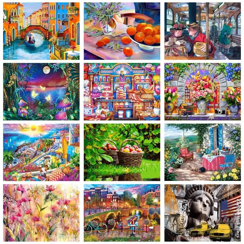 

CHENISTORY Painting By Numbers City Landscape Drawing On Canvas HandPainted Art Pictures By Number Kits Home Decor DIY Gift