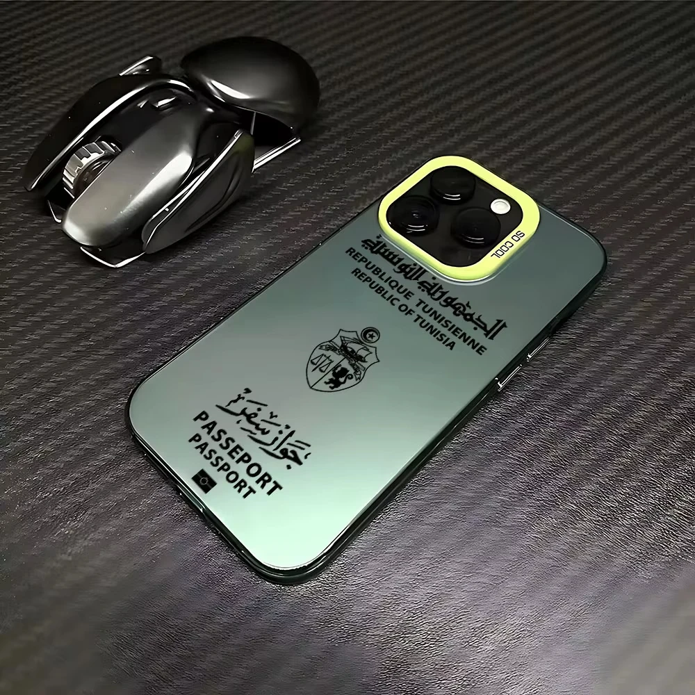 تونس جواز السفر جراب هاتف آيفون 17 الهواء 16 15 14 13 12 11 برو ماكس XS XR 15Plus 16E 17Pro كاندي ماتي للصدمات الغطاء الخلفي #2