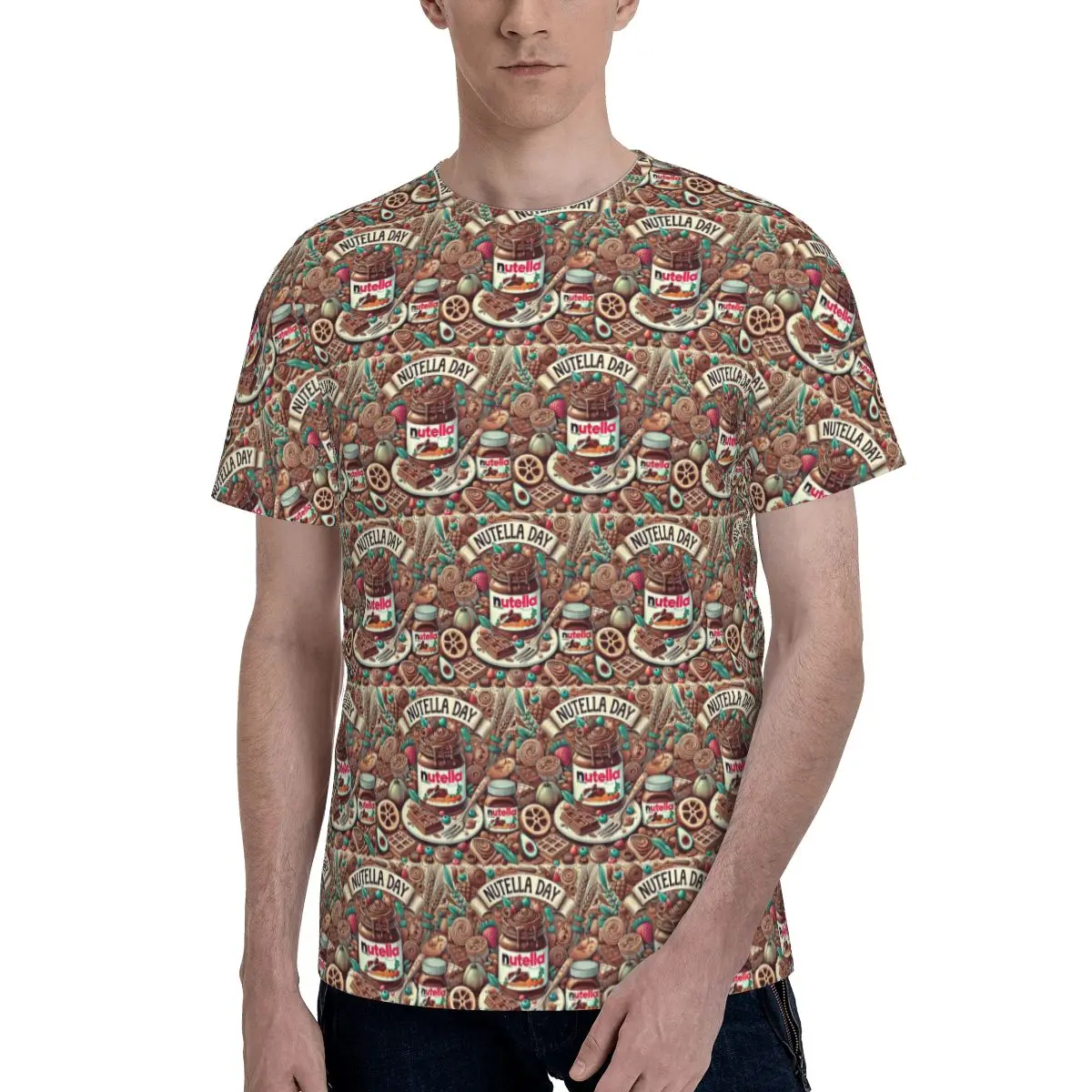 Italy Nutella Jar T-Shirt for Men Cotton T Shirts Men's Tees Short Crew Neck Summer Clothes Tops