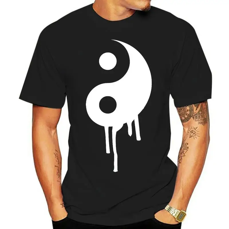 DRIPPING YIN & YANG GRAPHIC SYMBOL PRINTED T SHIRT RELIGION SWAG PEACE LOVE TEECool Casual pride t shirt men Unisex Fashion