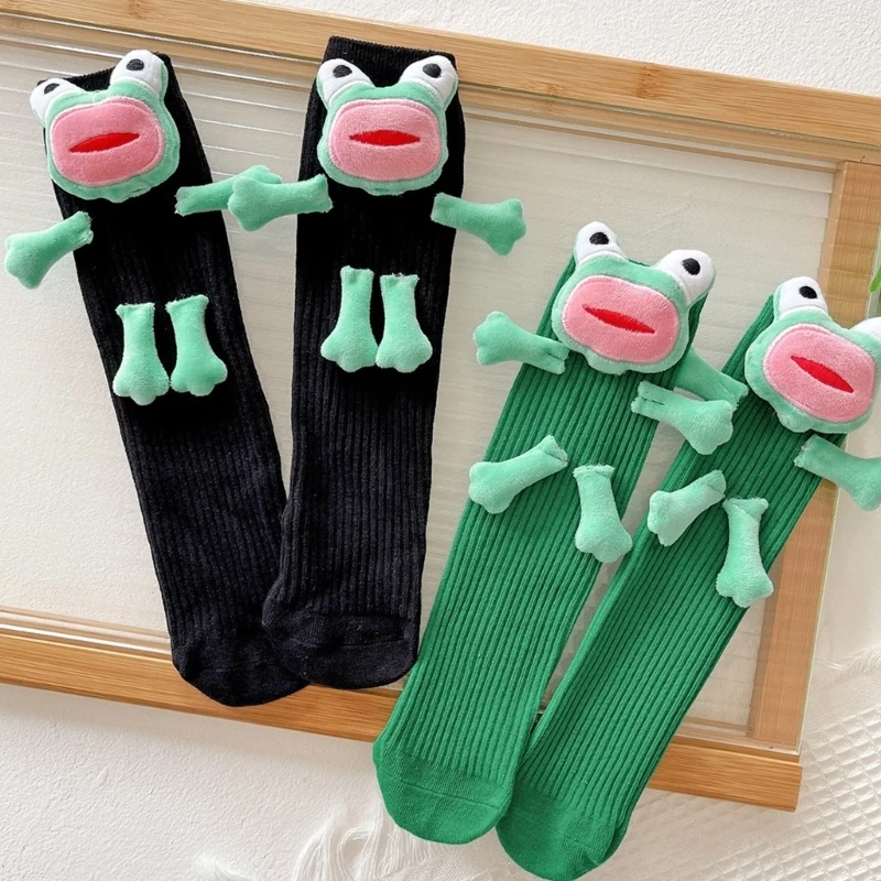 Funny Cute Cartoon Ugly Frogs Crew Socks for Women and Teen Girls Everyday Wear Novelty Middle Tube Socks Hosiery Gift