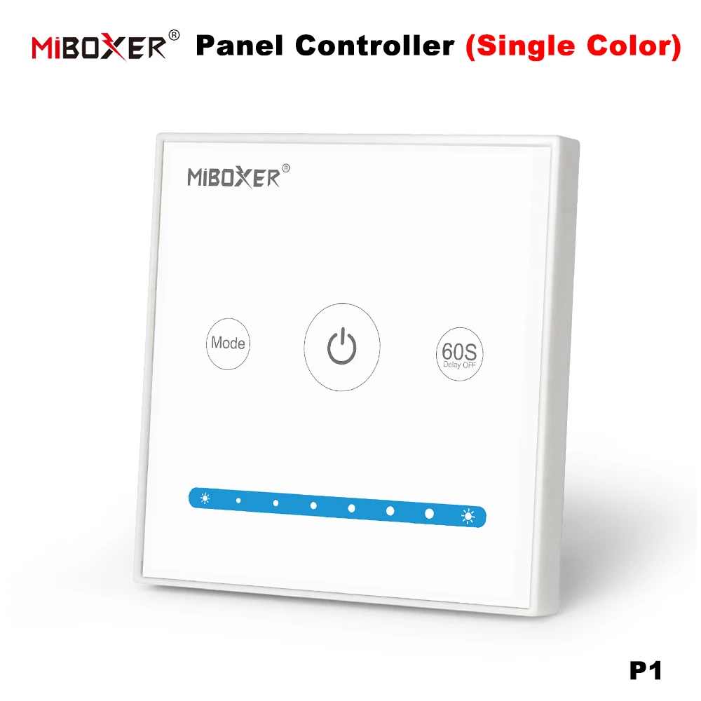

MiBoxer P1 DC12-24V 2.4GHz Single Color 86Touch Switch Panel Dimmer Adjust Brightness Led Controller for Led Strips/FCOB