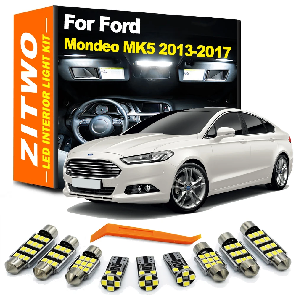 ZITWO 8Pcs No Error For Ford Mondeo 5 MK5 2014 2015 2016 2017 LED Bulb Interior Dome Map Trunk Reading Light Kit Canbus