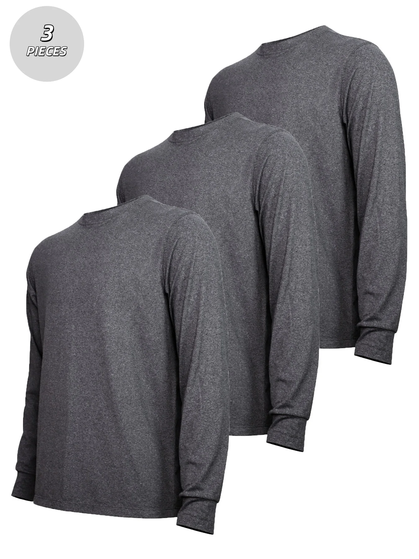 

3 men's thermal underwear breathable quick drying long sleeved top suitable for outdoor sports fitness and running