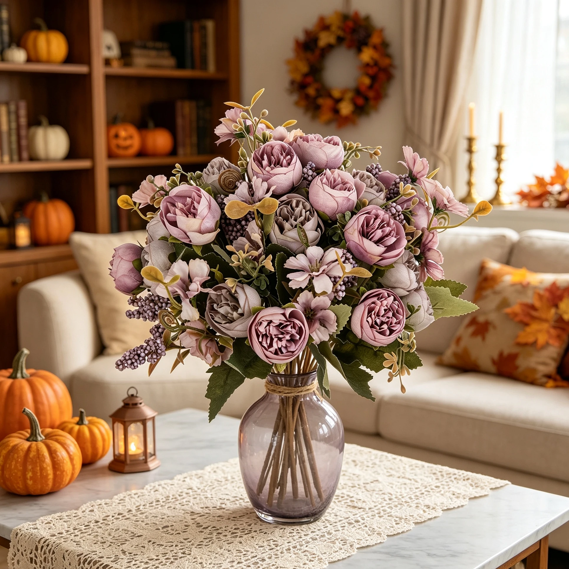 3 Stück Künstliche Blumen Teeknospen-Rosen-Pfingstrosen Hochzeits-Brautstrauß Heim-Tisch-Garten-Hof-Kranz Vase DIY-Geschenk Herbstdekoration – Detail 4