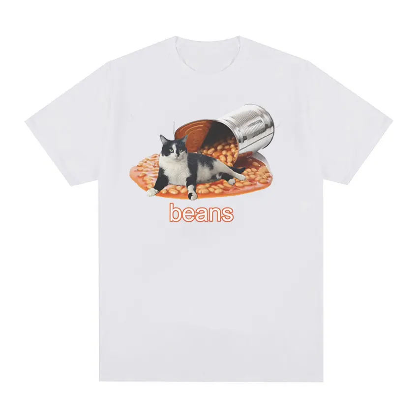 Funny Cat in Can of Beans Meme Graphic T Shirts Men Women High Quality O-Neck Fashion T-shirt Casual 100% Cotton Oversized Tees