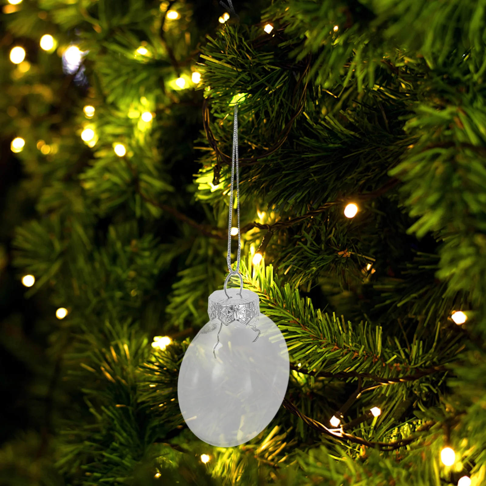 

12Pcs Clear Hanging Christmas Balls with Removable Lid DIY Bauble Decorations Indoor Outdoor Christmas Tree Decorations