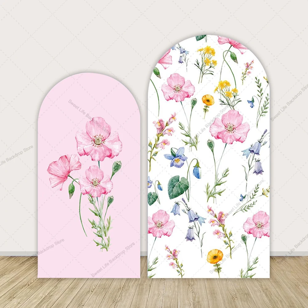 

Plants Foral Flowers Arch Backdrop Cover Corn Poppy Bluebell Snapdragon Birthday Wedding Arch ed Cover