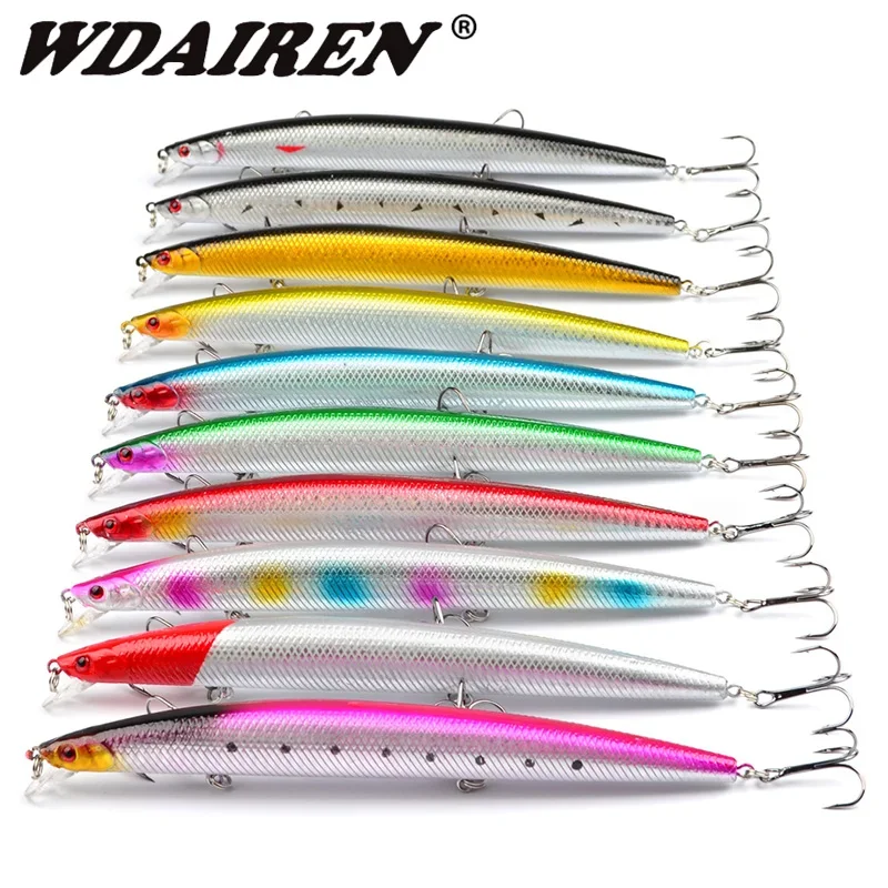 

10Pcs/Set Bass Big Wobblers Fishing Lure Minnow Mixed Model Artificial Hard Bait 18cm 24g Floating Water Sea Trolling Wobbler