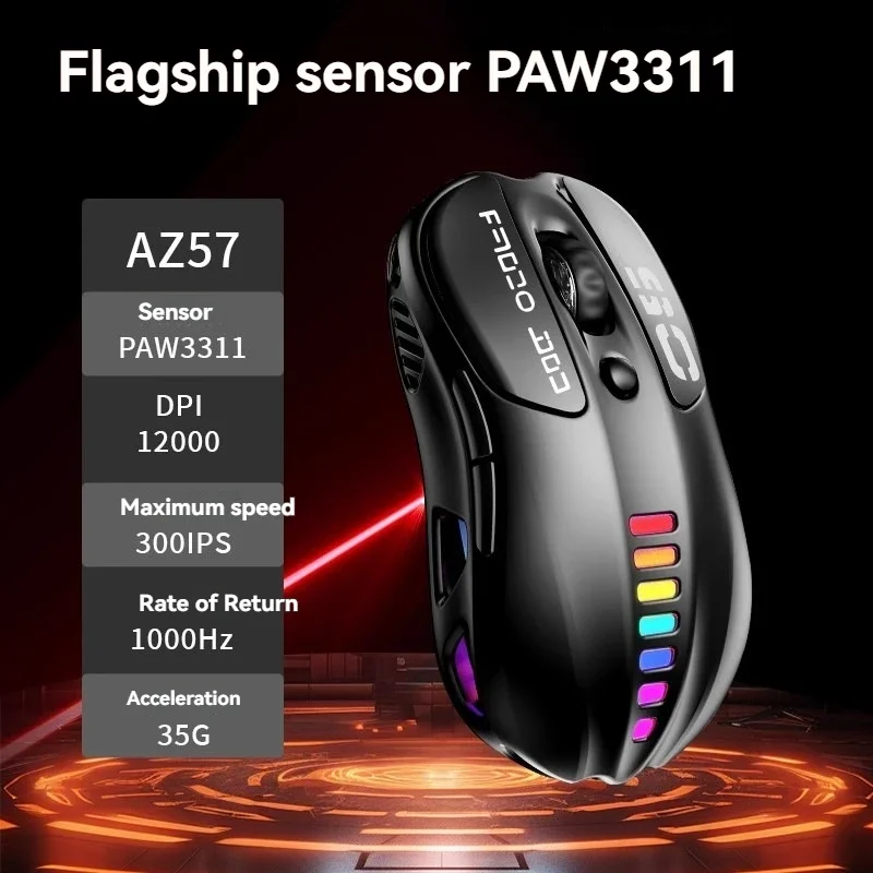 

AZ57 Wireless Bluetooth Mouse Tri-mode Wired Skeleton Lightweight Design 10000DPI Ergonomic Long-lasting Battery Gaming mouse