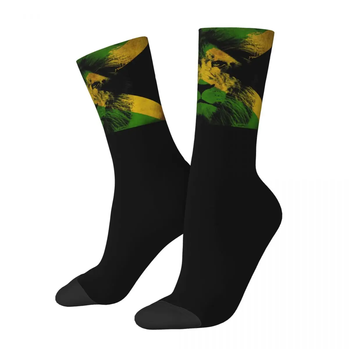 Funny Men's Socks Rasta Flag Lion Retro Rastafari Rasta Street Style Crazy Crew Sock Gift Pattern Printed