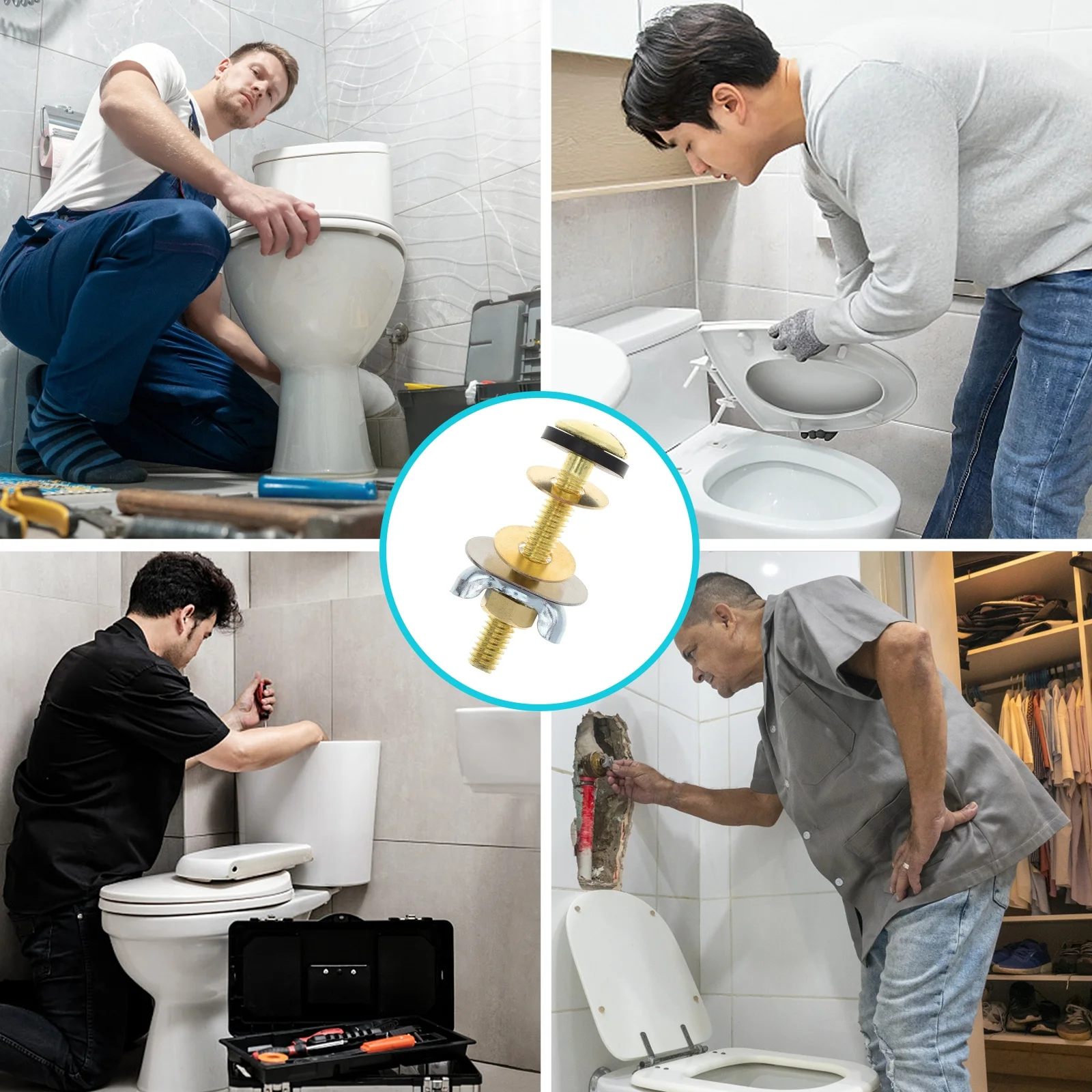 

2pcs Stainless Steel Copper Toilet Seat Fixing Bolts Screws for Tank Installation Durable Bathroom