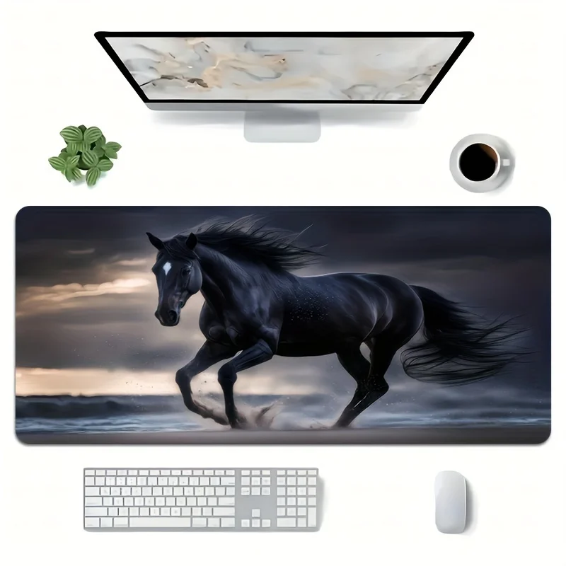 

Large black horse running game mouse mat with HD printing and anti-slip natural rubber is very suitable for offices or homes