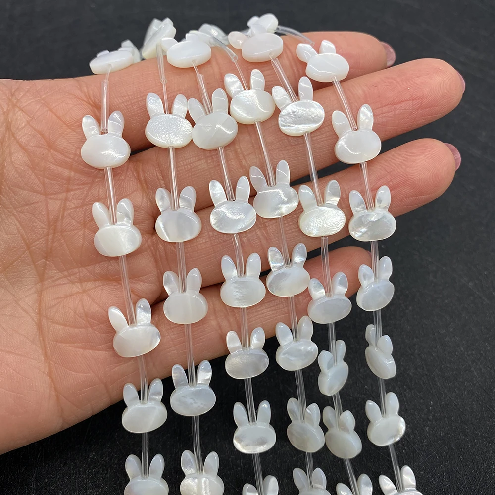 Natural Seawater Shell Beads Rabbit Shape Charms Bead Jewelry Making DIY Necklace Bracelet Earrings Bunny Head Black Shell Beads