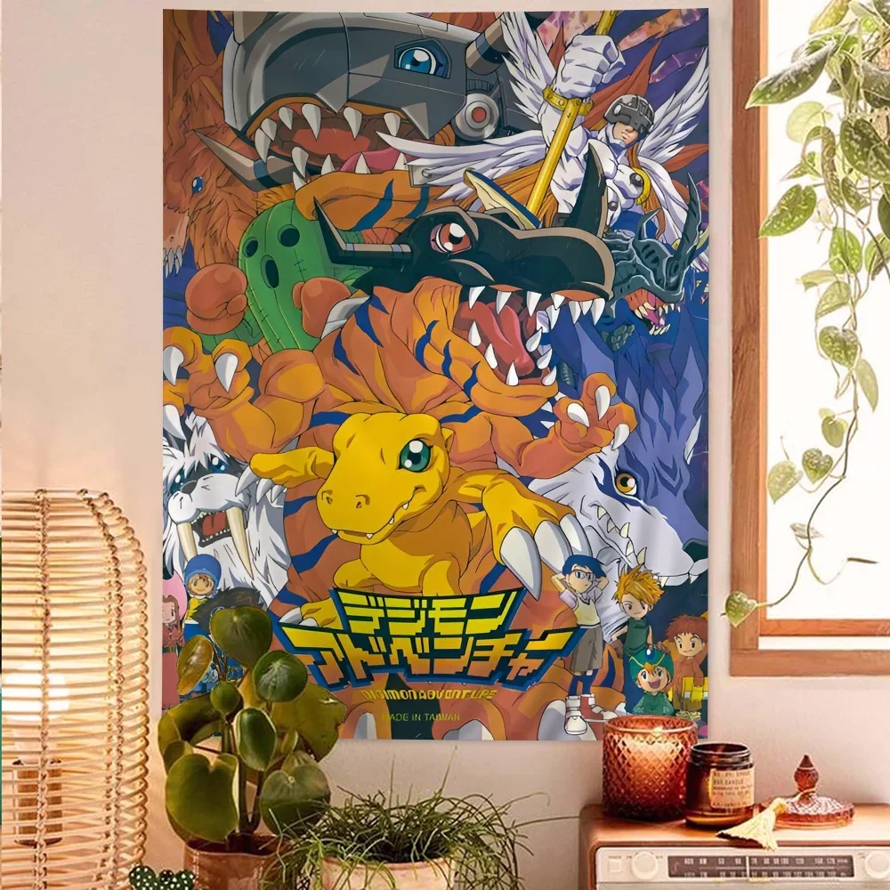 Anime Digital Monster Digimon Tapestry Anime Tapestry Hanging Tarot Hippie Wall Rugs Dorm Wall Hanging Sheets