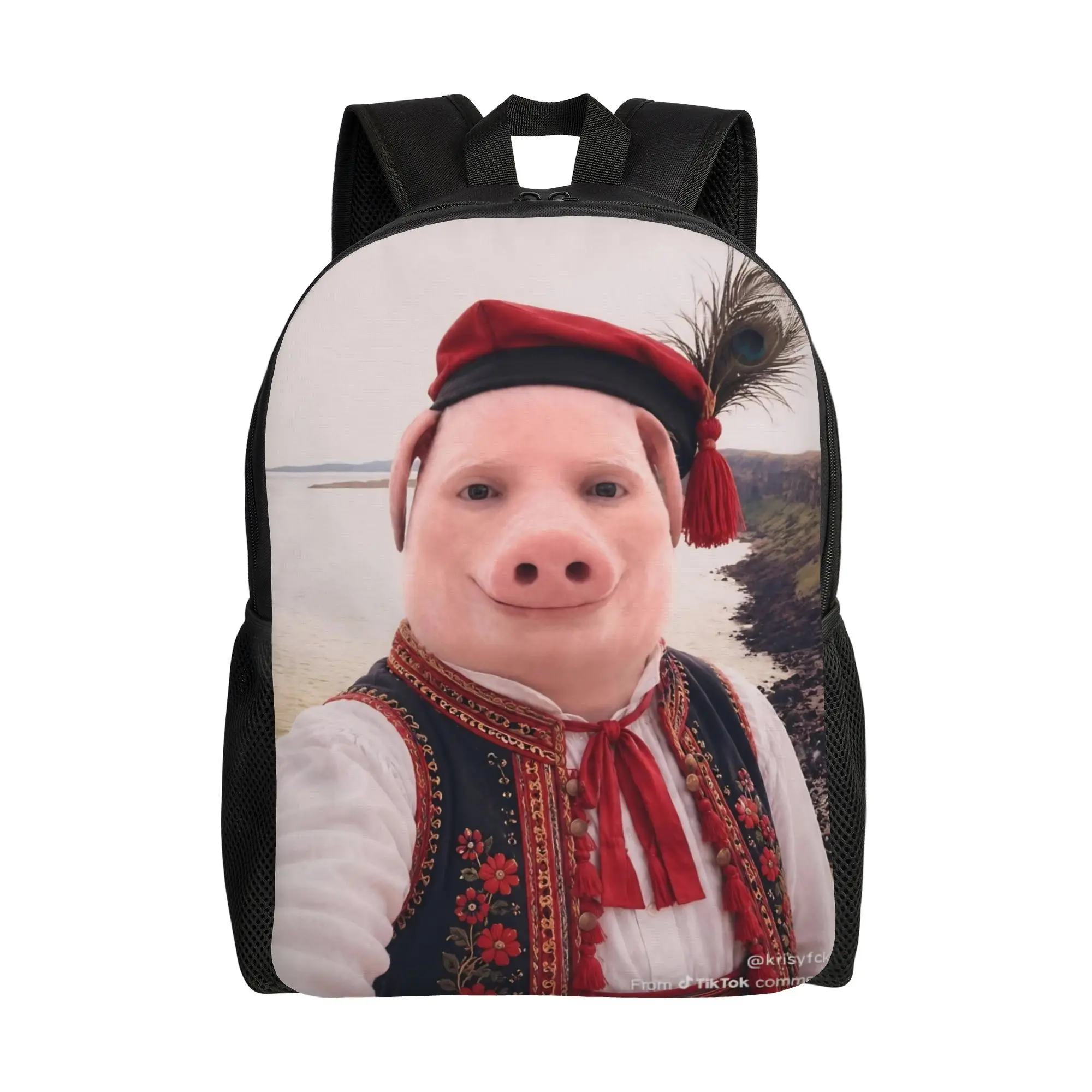 John Pork Traditional Polish Krakow Casual Backpack Outdoor High School Hiking Travel Funny Meme Daypack Laptop Shoulder Bag