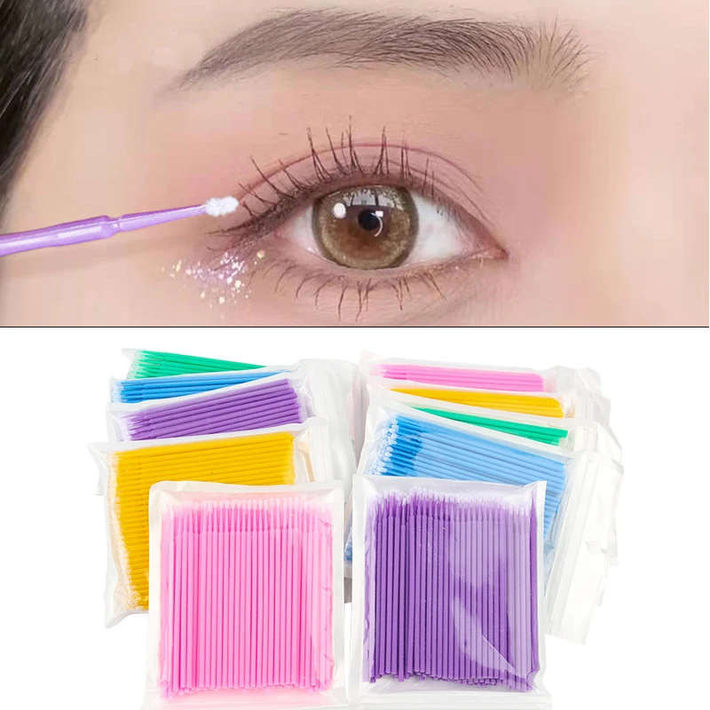 Mini pinceaux d'extension de cils, outil de maquillage, baguette applicateur de mascara, micro brosse, poulet, 100 pièces