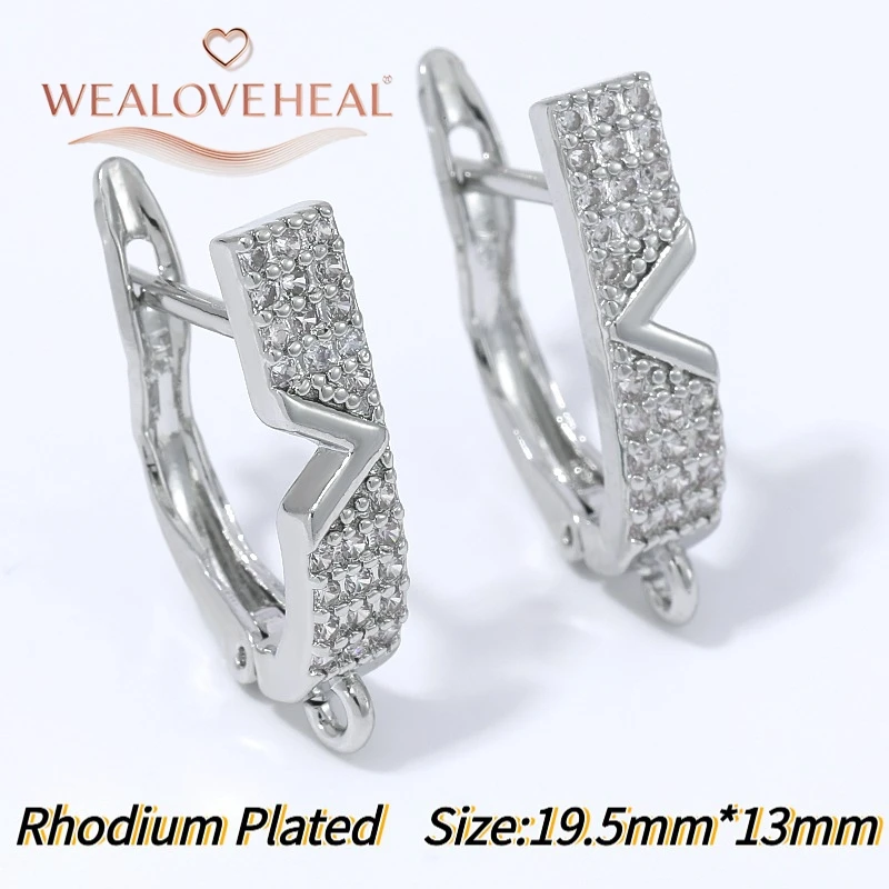 schmuckherstellung zubehör, 1 Paar 18K vergoldete Messing-Ohrringhaken mit Blitzmotiv, Micro-Pavé-Zirkonia und offenem Öhrchen für DIY-Schmuckherstellung – Detail 20