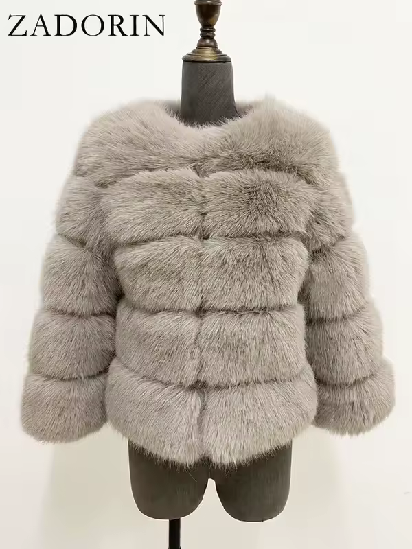 ZADORIN S-6XL Mink Coat Winter Black White Faux Fur Coat Woman Elegant Fluffy Faux Fur Jacket Top Short Fur Coats Woman Clothing - Image 25