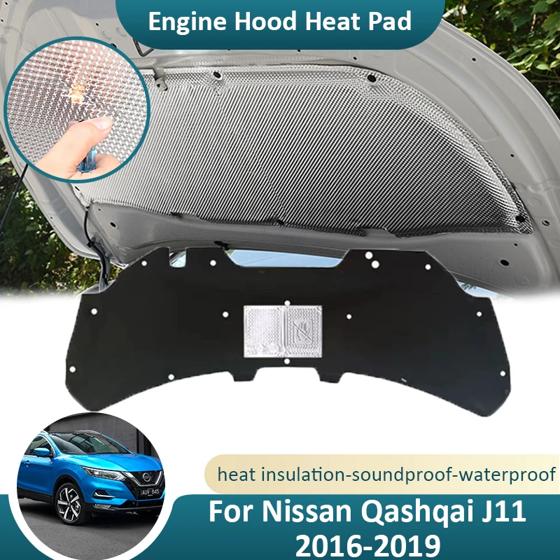 For Nissan Qashqai J11 2016 2017 2018 2019 Front Hood Engine Sound Heat Pad Soundproof Thermal Insulation Mat Car Accessories