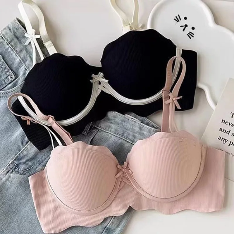 

Underwear Women's Sexy Cute Kawaii Gathering Push Up Comfort Wireless Beauty Back Ladies Bra And Panty Female Lingerie 2Pcs Set