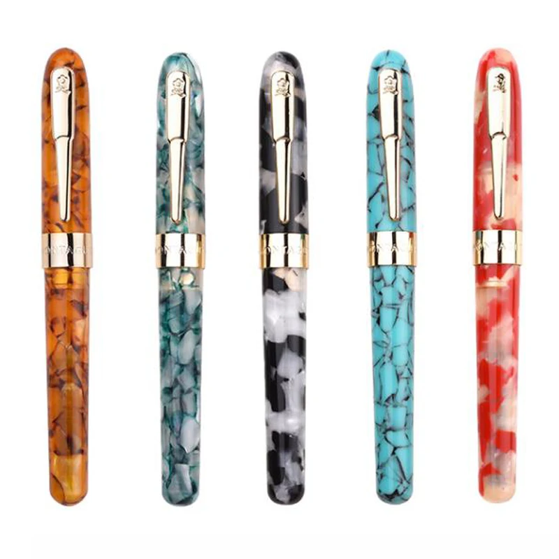 Montagut Celluloid Mini Fountain Pen Koi Fish Golden Clip Iridium Fine Nib 0.5mm Multicolor For Choice Writing Ink Pen MF001