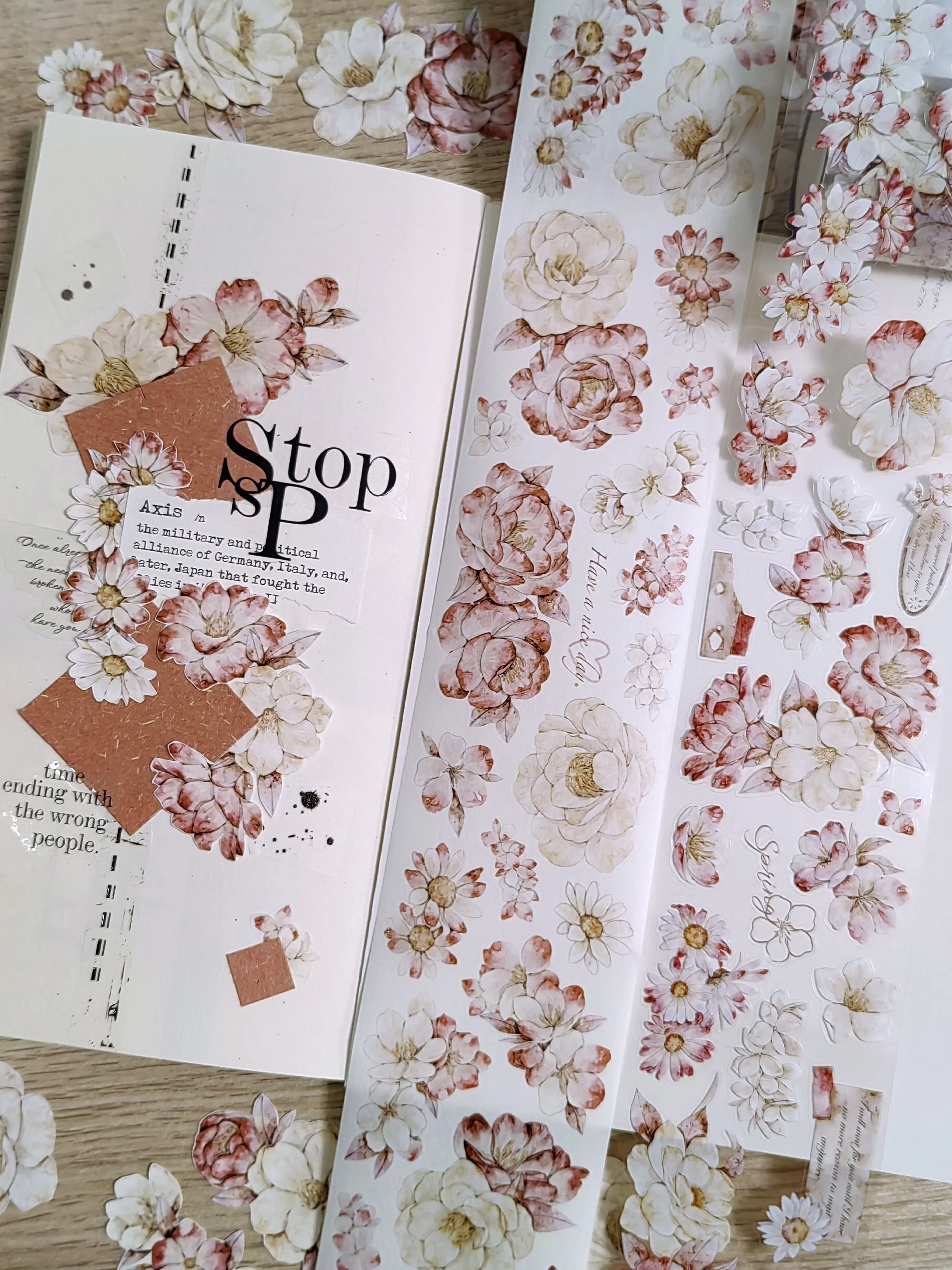 

Washi Pet Tape Roll Red Floral Camellia, Daisies, Small Flowers, Light Retro, Red, Youyouyou