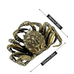 Estatua de cangrejo pequeño de bronce antiguo, ornamento de Mascota de té, estatuilla en miniatura de Animal sólido de latón puro, accesorios de decoración del hogar Vintage