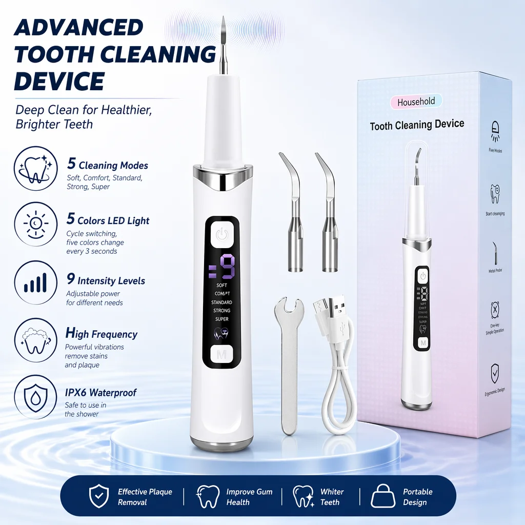 Plaque Tartar Remover for Teeth Ultrasonic Tooth Cleaner Household Inter-Dental Pointed Cleaning Calculus Scaler Oral Care Set