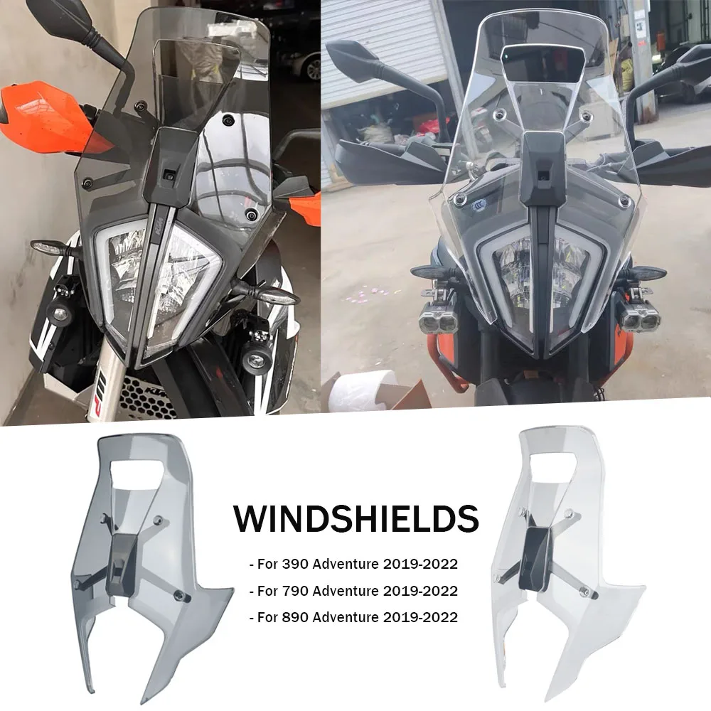 For 390 790 890 ADV Adventure 2019-2022 2020 Motorcycle Acrylic Rally Windshield Wind Deflector Screen Shield Windscreen Visor