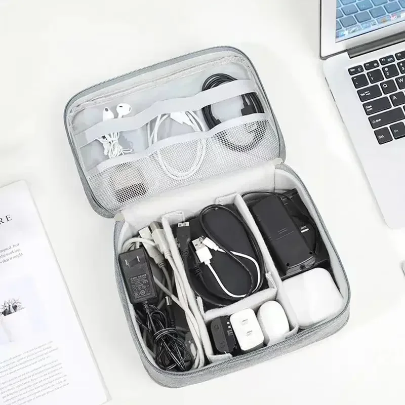 New Travel Digital Data Line Storage Bag Large Capacity Anti-moisture Grid Multi-functional Headphone Charger Finishing-ag 5