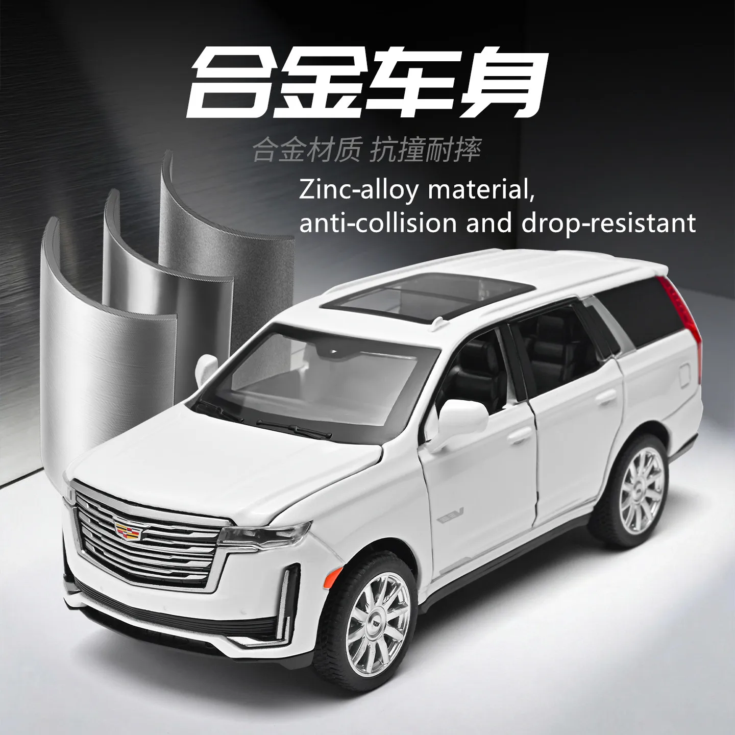 1:32 Cadillac Escalade Realistic Diecast Alloy Car Model ,Sound&Light, Shock Absorption, Collectible Ornament Gift for boys