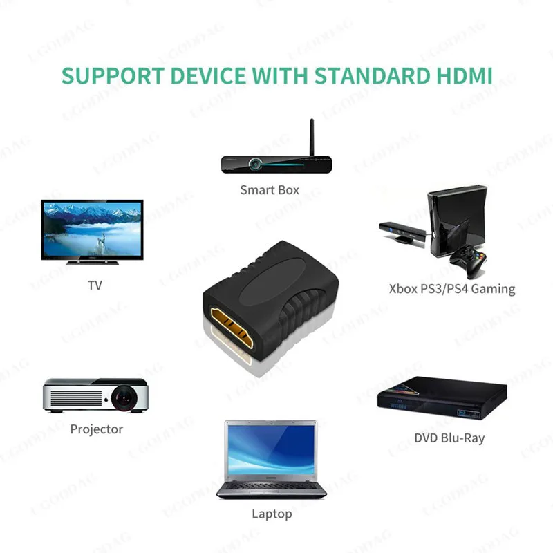 1080P z wejściem HDMI, rozszerzenie Adapter żeński do żeńskiego z wejściem HDMI, złącze przedłużające konwerter dla HDTV projektor Monitor