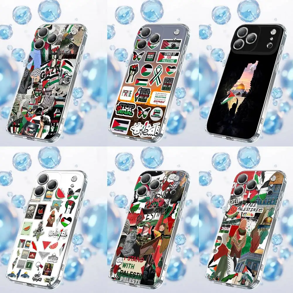 

ART P-Palestine-es-F-Flag MAP Phone Case For iPhone 17,16,15,14,13,12,11 Plus,Pro,Max,Plus,E,SE4,Air,Mini Transparent