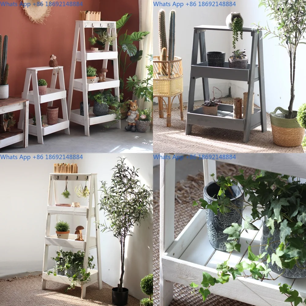 

Solid Wood Multi Tier Floor Plant Stand for Indoor Outdoor Use Decorative Shelf for Pots and Plants