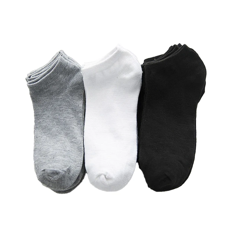 3pair  Men Ankle Socks Solid Color Black White Gray Breathable Cotton Sports Socks High Quality Short Sock