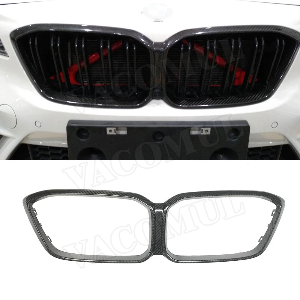 VACOMUL Dry Carbon Fiber Front Bumper Grille Mesh Grill Surrounding Frame Cover For BMW 2 Series F87 M2C Competition 2019 2020