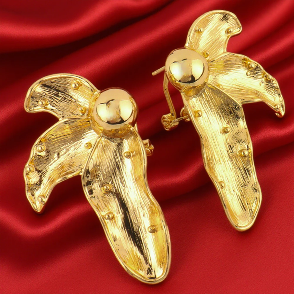 

African Gold Color Earrings Necklace Bangle Ring Bride Set Stainless Steel Beads Ethiopian Jewelry Sets for Party Wedding Gift W