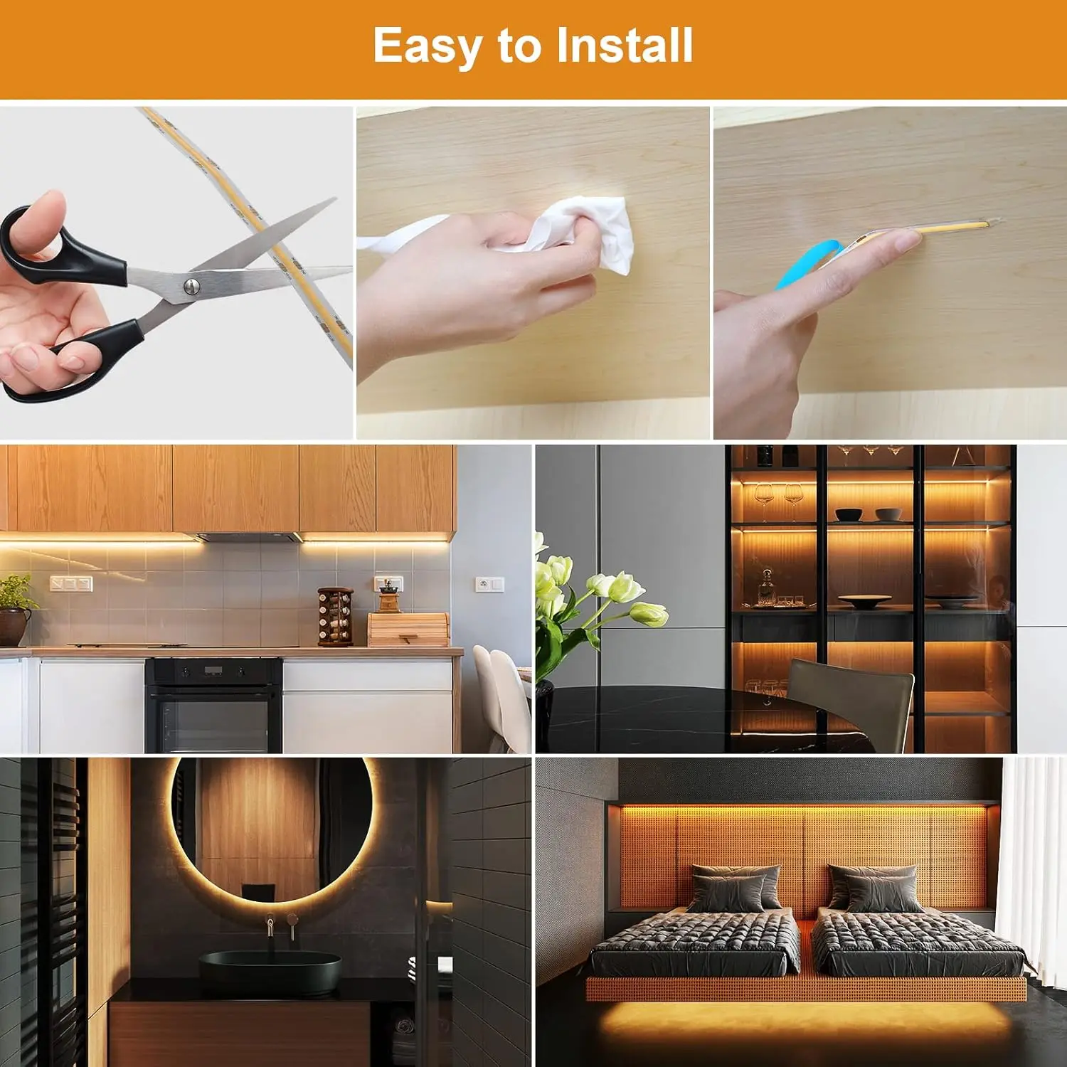 5V USB COB LED strip light 1m-5m warm white flexible dimmable light 320leds/m for home decoration image 5