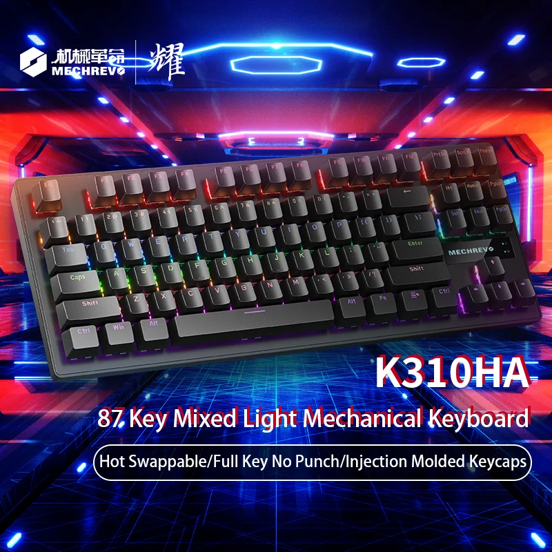 

Mechrevo Yaok310HA Wired Gaming Mechanical Keyboard 87-Key Hot-Swappable Non-Rush Valorant E-Sports Gaming Mechanical Keyboard