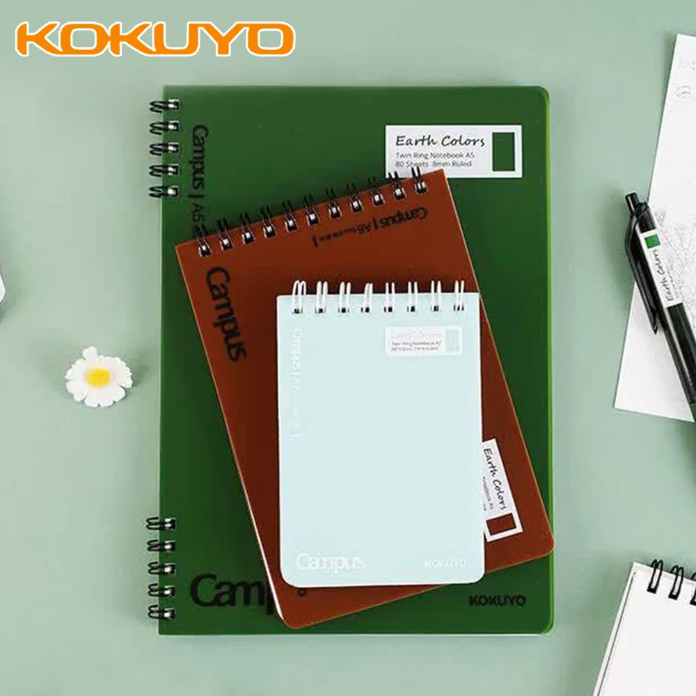 3 Pack KOKUYO Earth Colors Double Spiral Notebook A5 A6 A7 Horizontal/Grid 80 Paper Journal Notepad Student Office Stationery
